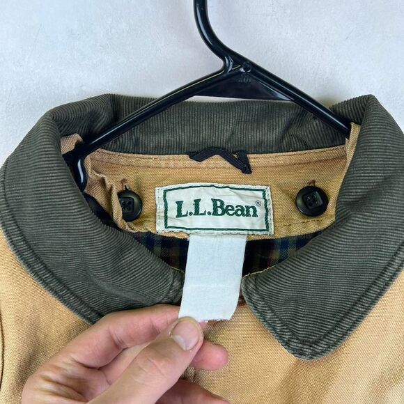 Men’s L.L.Bean Barn Chore Jacket Tan Corduroy Collar Primaloft Liner Tan Size M - Picture 7 of 8